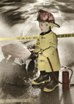 photograph of boy as firefighter