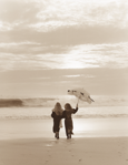 photograph of girls on beach